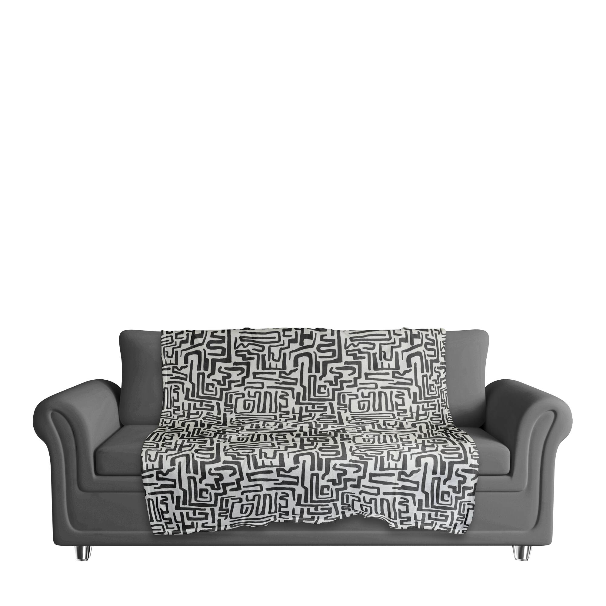 Black Maze Lines 50" x 60" Coral Fleece Blanket